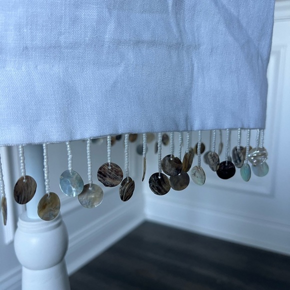 Staud White Shell Trim Linen Mini Skirt with Pearl Fringe Sz 10 NWT - Picture 6 of 10